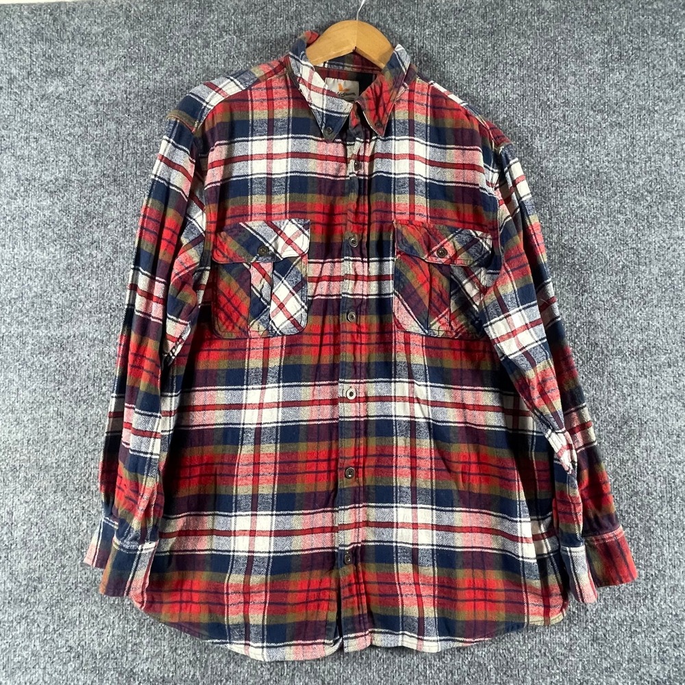 Field Stream Shirt Mens XL Red Plaid Flannel Button Down Fishing Hunting Outdoor